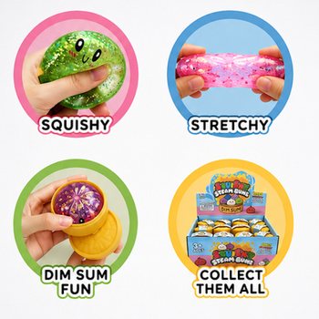 RAGE - Squishy GLITTER Bun Dumplings SMALL (Dim. 5.5 x 5.5 x 3 cm) - Viral 2026 Fidget Toy (24 pcs)