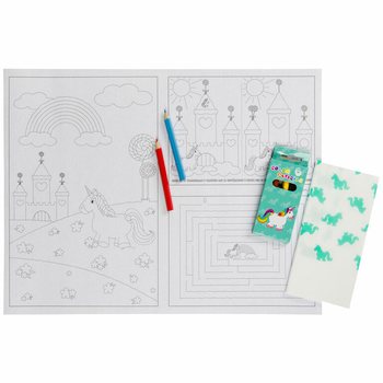 COMPLETE HOSPITALITY BOX UNICORN - 48x Pencil Sets + 100x Colouring Sheets + 100x Napkins (248 pcs)