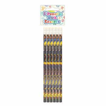 6-Piece Superhero Pencil & Eraser Set - Display (24 Sets)