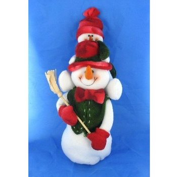 PLUSH SNOWMAN WITH SNOW BABY ON SHOULDERS 38 CM (1 pc.)
