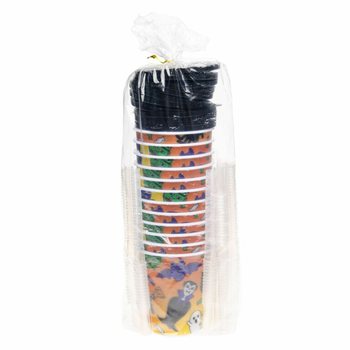 HALLOWEEN DRINKING / ICE CREAM CUPS WITH STRAW - 12 PCS