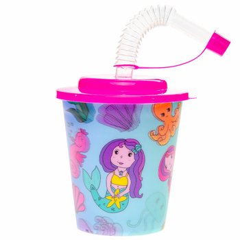 Drinking Cup / Ice Cream Cup with Straw – Mermaid (12 pcs)