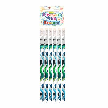 Football Pencil & Eraser Set (6-pc) - Display (24 sets)