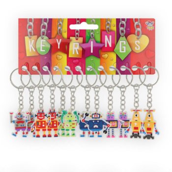 Robot Keychains on Card (12 pcs)