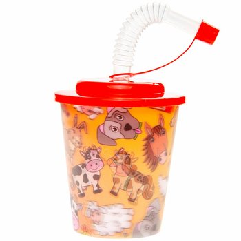 Farm Themed Drinking/Ice Cream Cups with Straw (12 pcs)