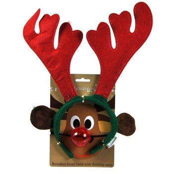 REINDEER HEADGEAR WITH FLASHING NOSE (23st).