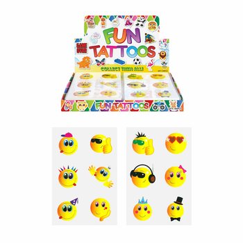 Smiley Fun Tattoos in Display (96 pcs)