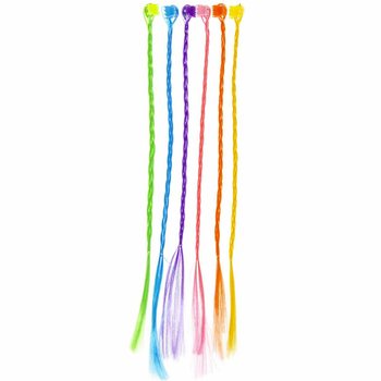 Rainbow 6-Piece Colored Hair Braids on Card (24 pcs)