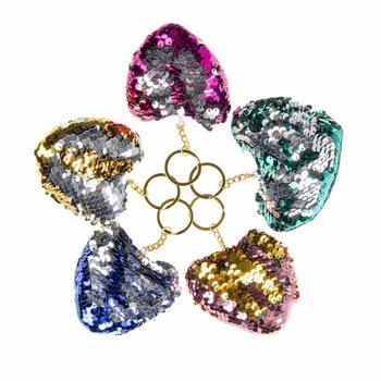 Plush Heart Keychain with Sequins (12 pcs.)