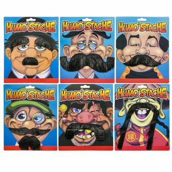 Funny Fake Stick-On Moustaches on Card (24 pcs)