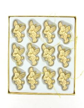 12 Golden Christmas Angels in Box