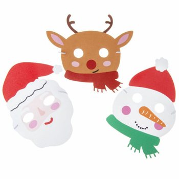 Christmas Foam Masks Assortment - Santa, Reindeer & Snowman (48 pcs)