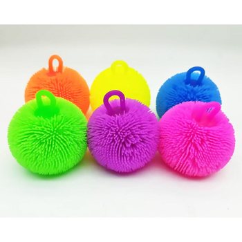 PUFFER BALL WITH BRIGHT COLORS - 8CM - IN DISPLAY (12pcs.)