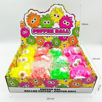 PUFFER BALL WITH EYES - 10CM - IN DISPLAY (12pcs.)