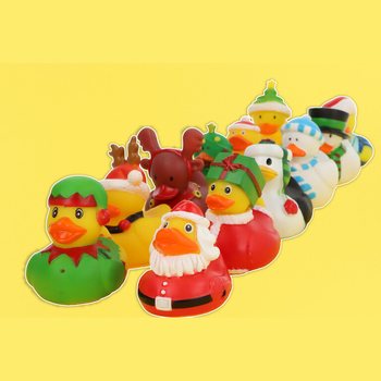 Christmas Rubber Ducks Mix 6cm (12 pack) - Festive Novelty Toys