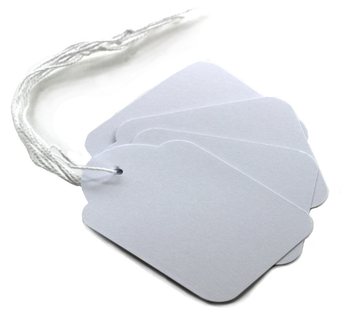 White Jewellery Price Tags with Elastic - 1.5x2.4 cm (100 pcs)
