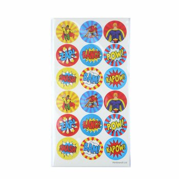 FUN STICKERS - SUPERHEROES 18 STICKERS PER SHEET (10 pcs)