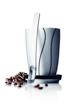 MENU BLACK CONTOUR LARGE THERMO MUG WITH SAUCER AND LATTE SPOON (1 pc.)