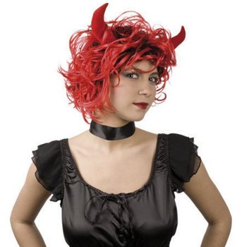 WIG - RED DEVIL WITH CURLING horns (1st).