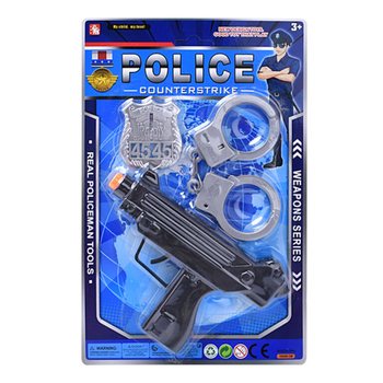 Police Toy Playset with Machine Gun, Handcuffs & Badge (6 pcs)