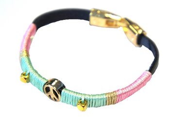 Ibiza Look Bracelet with Peace Symbol Pink/Mint (1 pc)