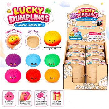 RAGE - LUCKY DUMPLINGS - Squishy Bun Dumplings LARGE Dim. 8.5 x 8.5 x 4.8 cm - IN DISPLAY (12 pcs)
