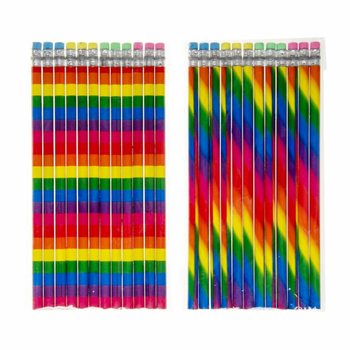 Rainbow Pencils with Eraser (12 pcs) - Wholesale