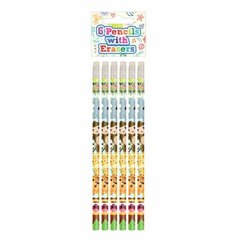 Jungle Animal Pencil & Eraser Set (6-piece) - Display (24 sets)