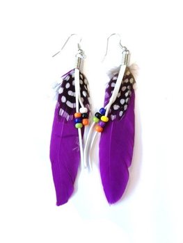 Ibiza Style Feather Earrings Purple (1 pc)