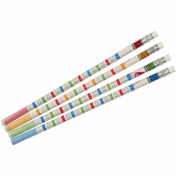 Multiplication Tables Math Pencil with Eraser (Pack of 12)