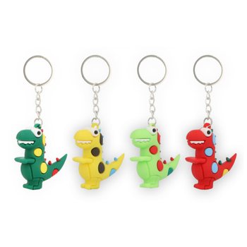 3D Dinosaur Keyrings - Assorted Colors (12 pcs)