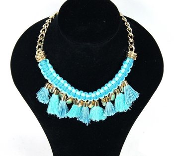 Luxury Ibiza Look Necklace with Blue Tassels (1 pc)