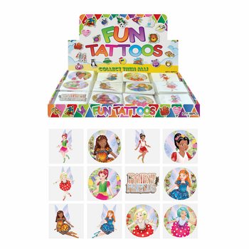 FUN TATTOOS - MODEL: FAIRY / FEE, Each Pack 12x Tattoos IN DISPLAY (48 pcs.)