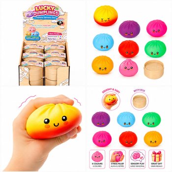 RAGE - LUCKY DUMPLINGS - Squishy Bun Dumplings LARGE Dim. 8.5 x 8.5 x 4.8 cm - IN DISPLAY (12 pcs)