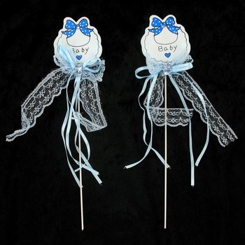BIRTH CAKE TOPPER PICKS - BABY BLUE (12 pcs)