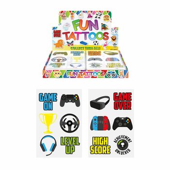Gamer Fun Tattoos Display Box (96 Sheets)