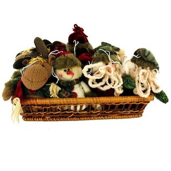 PLUSH SNOWMAN & SANTA CLAUS IN BASKET - MODEL 3 (12 pcs)