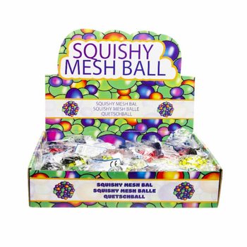 SQUISHY MESH BALL - Diameter: 5 cm - NEON COLOR MIX IN DISPLAY (24 pcs)