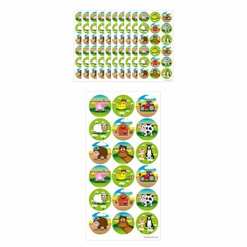 FUN STICKERS - FARM ANIMALS - 18 STICKERS PER SHEET (10 pcs)