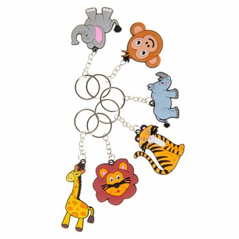 JUNGLE ANIMAL KEYRINGS (48 pcs)