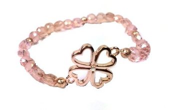 Ibiza Style Bracelet Pink Clover - Elastic (1 pc)