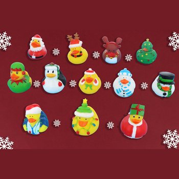 Christmas Rubber Ducks Mix 6cm (12 pack) - Festive Novelty Toys