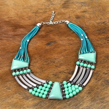 Luxury Ibiza Look Necklace Turquoise (1 pc)