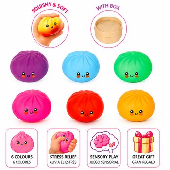 RAGE - LUCKY DUMPLINGS - Squishy Bun Dumplings LARGE Dim. 8.5 x 8.5 x 4.8 cm - IN DISPLAY (12 pcs)