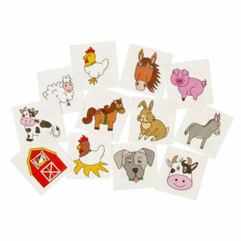 Fun Tattoos - Farm Theme (48 packs of 12 tattoos)