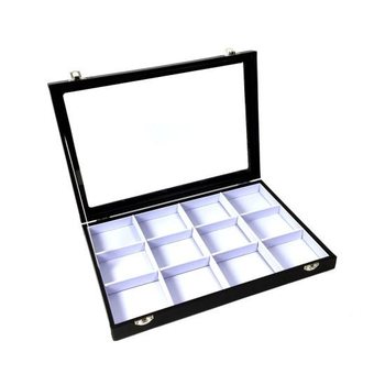 White Bead Display Tray with Lid, 12 Compartments