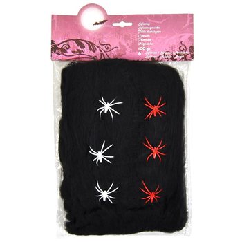 Halloween Decorative Cobweb Black 100g with 6 Spiders (6 pcs)