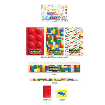 5-Piece Bricks Building Blocks Writing Set (24 pcs.)