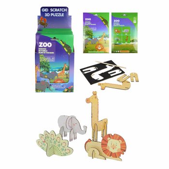 3D Scratch Puzzle Zoo Animals (Display of 18)