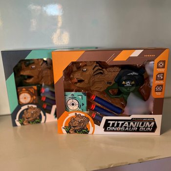 Dinosaur Gun with Darts & Target - Gift Box (Set of 2)